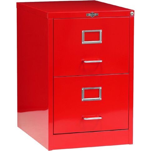 Precision Vintage 2 Drawer Filing Cabinet Gloss Red Mid