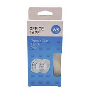 WS Office Tape 12mm x 33m Clear 2 Pack