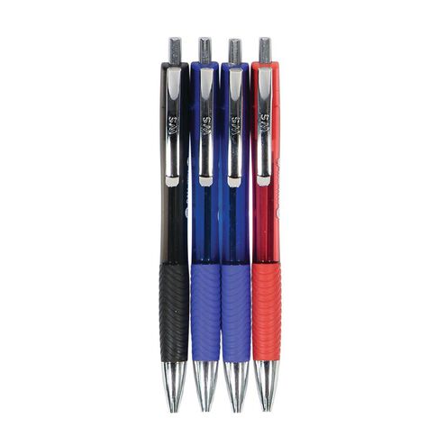 WS Smooth Ball Pen 4 Pack Assorted