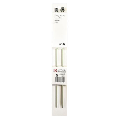 Uniti Knitting Aluminium Needles 5mm 35cm Grey Mid 2 Pack