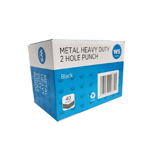 WS Punch Heavy Duty 2 Hole Metal 40 Sheet Black