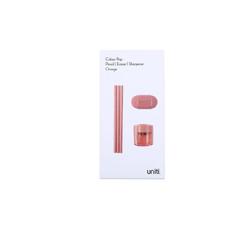 Uniti Colour Pop Pencil/Eraser/Sharpener Orange Mid