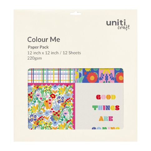 Uniti Colour Me Paper Pack 12 Sheets