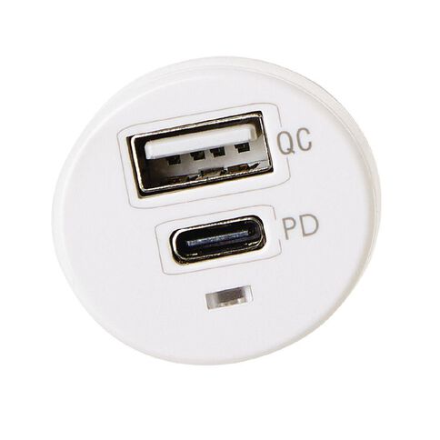 Tech.Inc USB-C + A 27W PD Dual Car Charger White