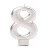 Candle Metallic Numeral #8 Silver