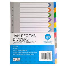 WS Jan-Dec Coloured Divider