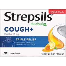 Strepsils Herbal Cough Honey Lemon Lozenges 32 Pack