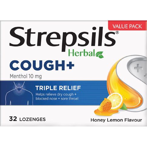 Strepsils Herbal Cough Honey Lemon Lozenges 32 Pack
