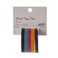 Uniti Washi Tape Thin 5 Pack Neon