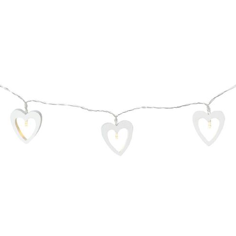 Party Inc Battery Operated Wooden Heart Lights Warm White 10LED