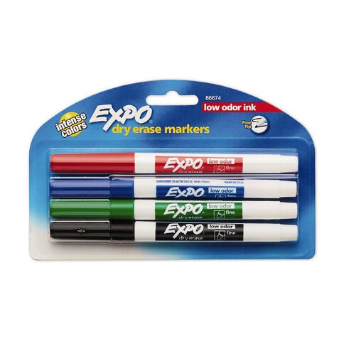 Expo Whiteboard Marker Fine Tip Assorted 4 Pack