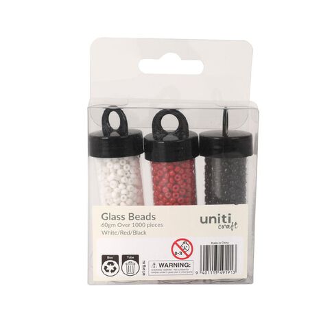Uniti Glass Bead Set White Red Black