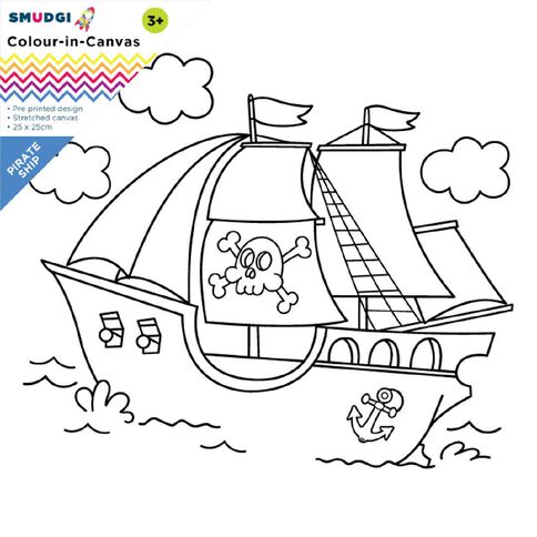 Jasart Smudgi Colour in Canvas Pirate Ship 25 x 25cm Jasart Smudgi Colour in Canvas Pirate Ship 25 x 25cm