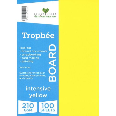 Trophee Board 210gsm 100 Pack Intensive Yellow A4