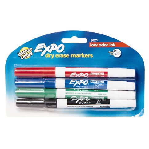 Expo Whiteboard Marker Fine Tip Assortment Multi-Coloured 4 Pack