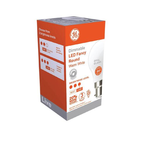 General Electric B22 LED Dimmable Lustre 4.8W Warm Light Bulb White