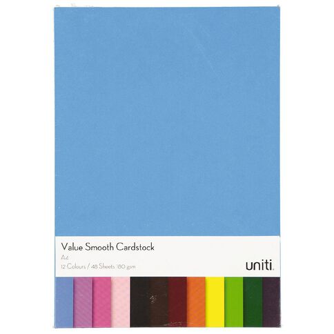 Uniti Value Cardstock Smooth 180gsm Bright's 48 Sheets A4