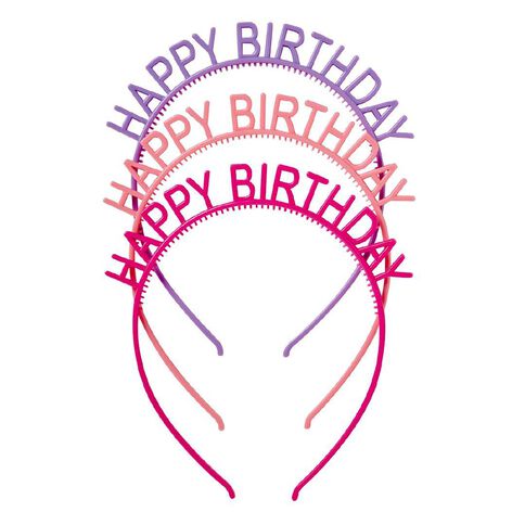 Party Inc Happy Birthday Headbands 3 Pack Assorted