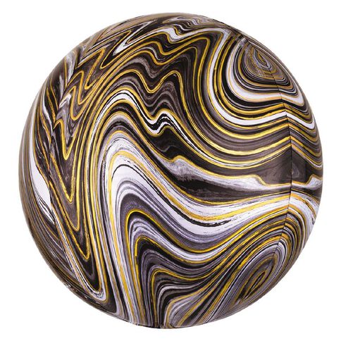 Anagram Marblez Black Foil Balloon Orbz 15in Black