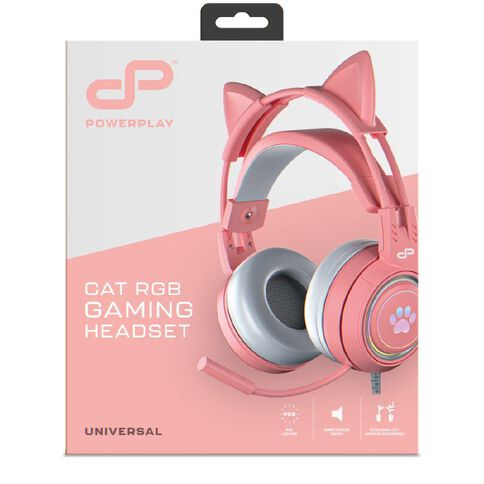 PowerPlay Cat RGB Gaming Headset Pink