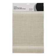 Living & Co Woven Placemat With White Stripe 4 Pack Natural 30cm x 40cm