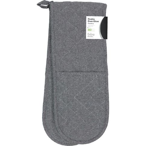 Living & Co Double Oven Glove Chambray Black 90cm x 17cm