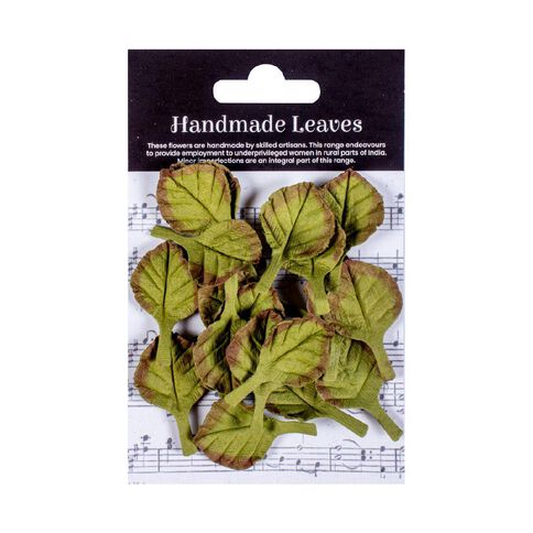 Handmade Flowers Rose Leaves Vintage Green 20Pc Little Birdie