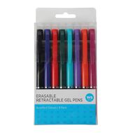 WS Erasable Retractable Gel Pen Assorted Colours 8 Pack