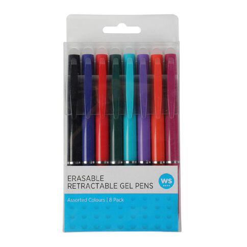 WS Erasable Retractable Gel Pen Assorted Colours 8 Pack