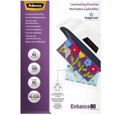 Fellowes Laminating Pouches A3 80 Micron 100 Pack