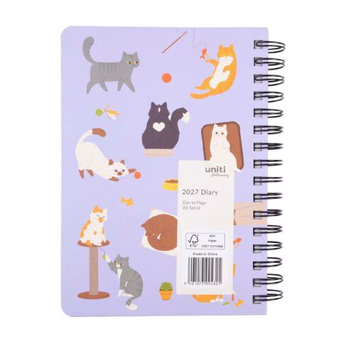 Uniti 2027 A5 Date To Page Diary Cats