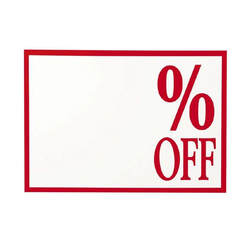 Quik Stik Labels Sign % Off 10 Pack Red/White A4