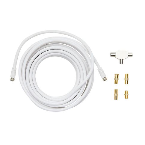 Tech.Inc TV Aerial Expansion Pack with 2-Way Splitter Adapters Cable 10m