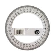 WS Recycled Plastic Protractor 360 degrees Clear 10cm