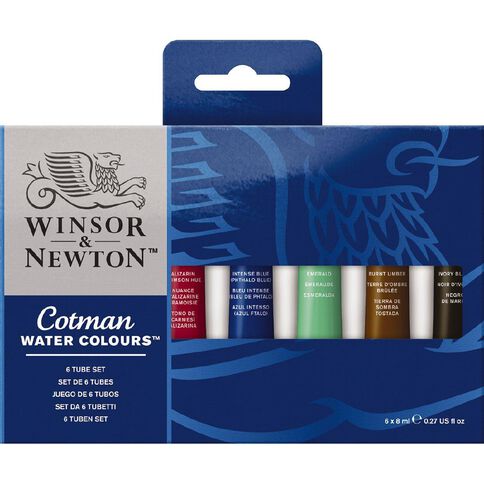 Winsor & Newton Cotman Water Colour Set of 6 8ml Tubes Multi-Coloured