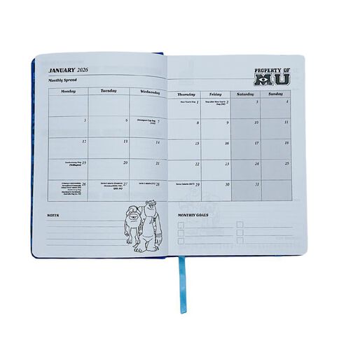 Disney Monsters University 2026 Day To Page Diary Blue Dark A5