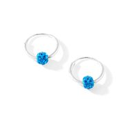 Sterling Silver Crystal Ball Hoop Earrings