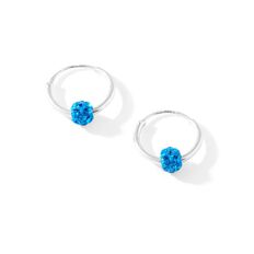 Sterling Silver Crystal Ball Hoop Earrings