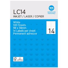 WS A4 1400 Labels White 98mm x 38mm