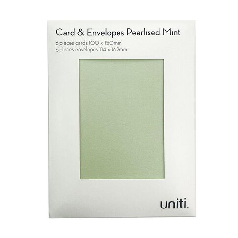 Uniti Cards & Envelopes Pearlised 6 Pack Mint