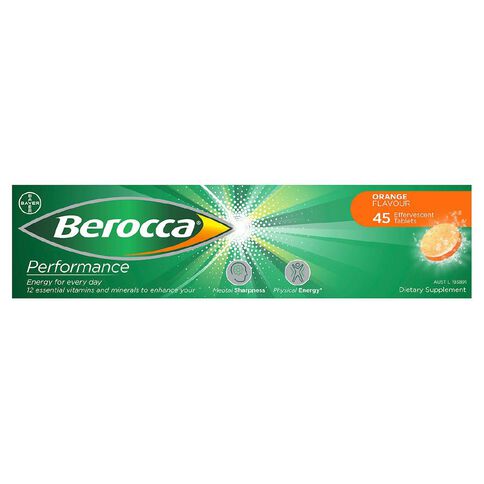 Berocca Energy Vitamin B & C Orange Flavour Effervescent Tablets 45 Pack