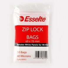 Esselte Zip Lock Bags 100mm x 155mm 50 Pack Clear Clear