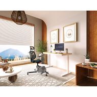 Workspace 1200mm Adj Desk Wood Look Top White Legs