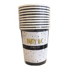 Party Inc Paper Cups 260ml Black 10 Pack