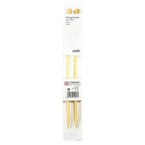 Uniti 6mm Knitting Needles Bamboo 35cm Brown Mid 2 Pack