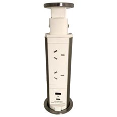 Jasper J Desk Pop Top Electrical Outlet With Two Std Plugs & Usb-a/usb-c