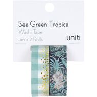 Uniti Floral Washi Tape Sea Green Tropica 2 Pack