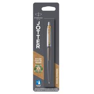 Parker Jotter Grey Gold Trim Ballpoint Pen Medium Blue