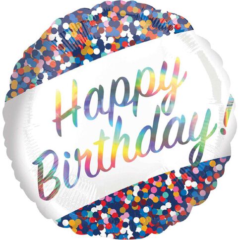 Anagram 45cm Standard Holographic Iridescent Happy Birthday Confetti
