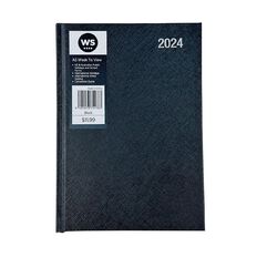 WS Week To Date Diary 2024 Black A5